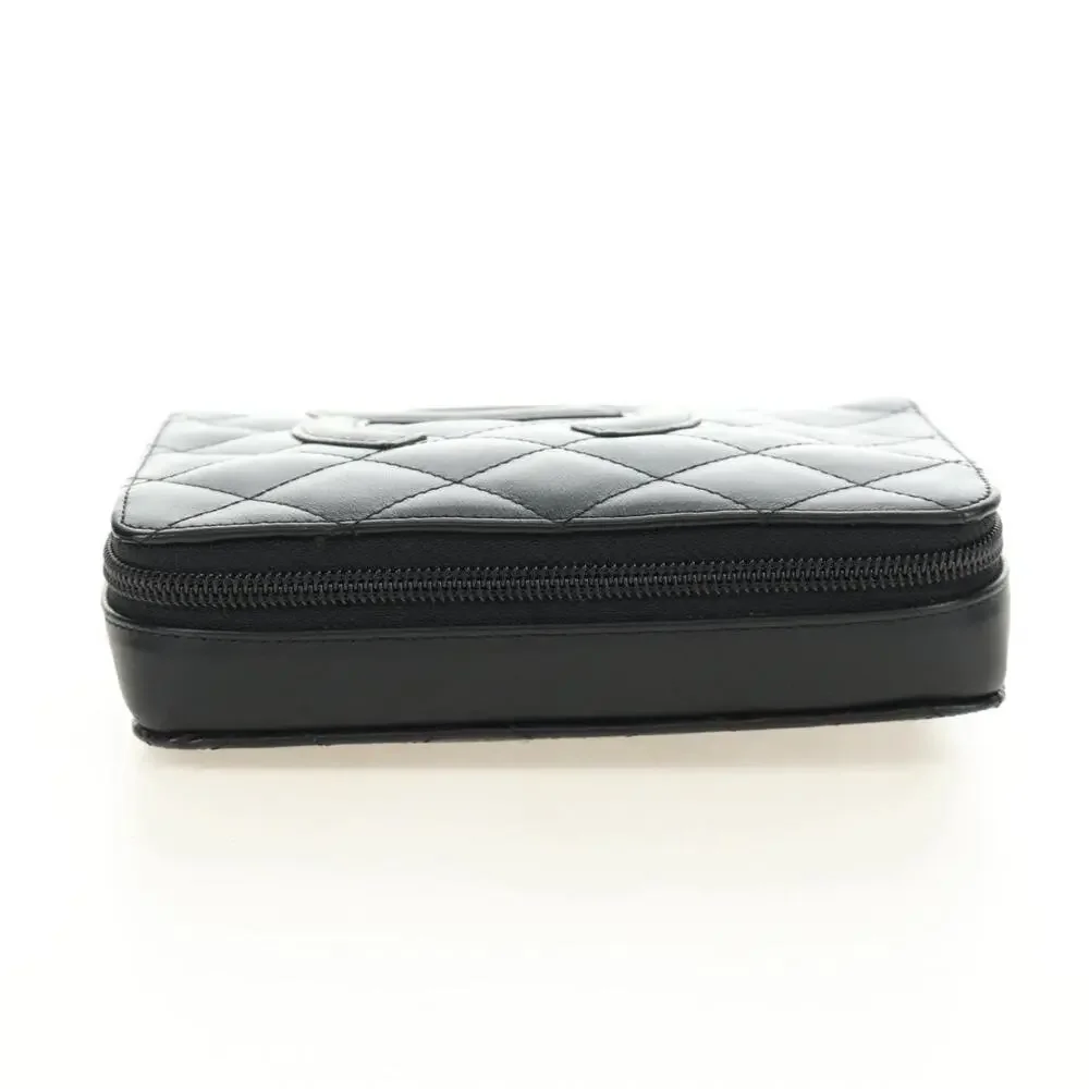 Chanel Calfskin Quilted Cambon Zip Around Cosmetic Pouch